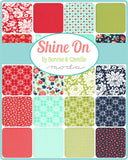 Shine On quilting fabric collection designed by Bonnie & Camille for Moda Fabrics. A layer cake includes 42 precut 10 inch squares of high quality quilting cotton fabric.  Edit alt text