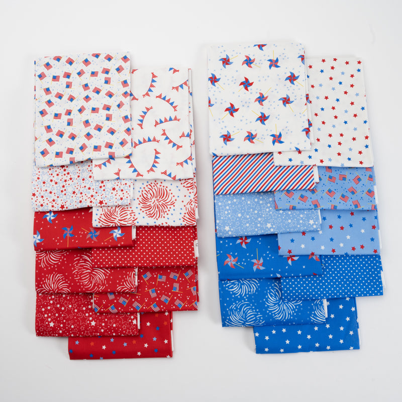 Color Design FAT QUARTER BUNDLE - Red White and Blue Basics