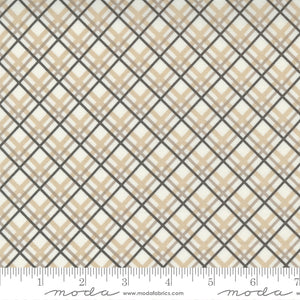 Pumpkins & Blossoms Pebble Plaid Yardage 20424-26 by Fig Tree & Co. High Quality quilting cotton fabric with gray black and white diagonal plaid print. Made by Moda Fabrics.