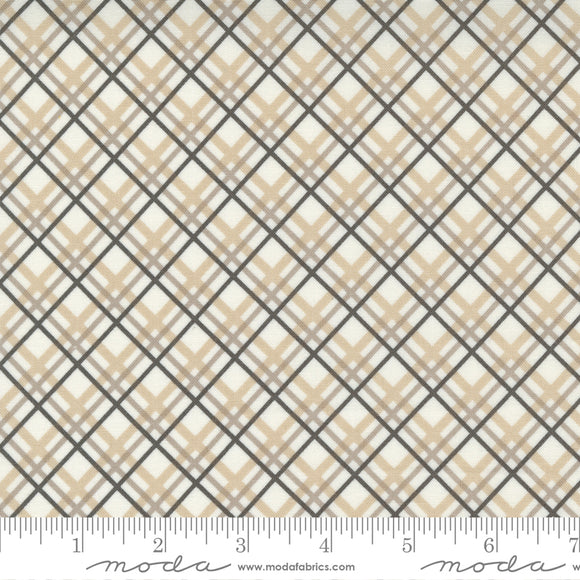 Pumpkins & Blossoms Pebble Plaid Yardage 20424-26 by Fig Tree & Co. High Quality quilting cotton fabric with gray black and white diagonal plaid print. Made by Moda Fabrics.