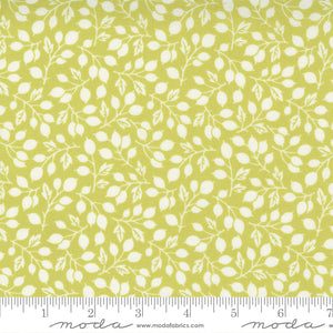 Pumpkins & Blossoms Sprout Rosehips Yardage 20421-14 by Fig Tree & Co. High quality quilting cotton fabrics with green and white floral print.  small rosehip berries and leaves.  Made by Moda Fabrics.