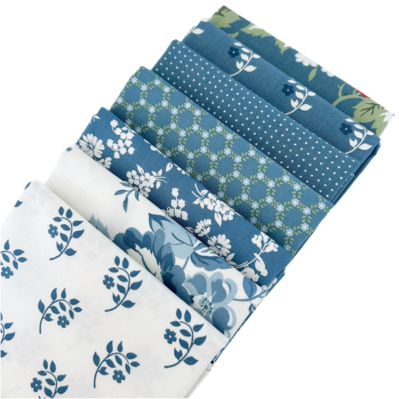 The Dwell Light Blue Bundle includes fabric from the Dwell collection designed by Camille Roskelley for Moda Fabrics.