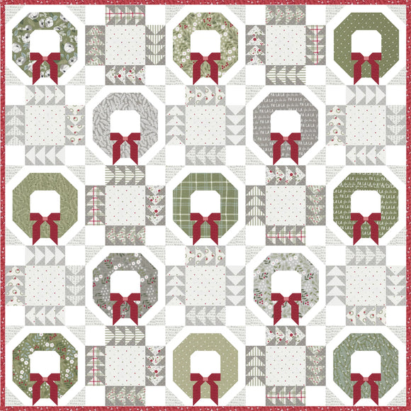 Good Tidings Quilt Kit by Lella Boutique for Moda Fabrics with Christmas Eve Fabric wreath quilt
