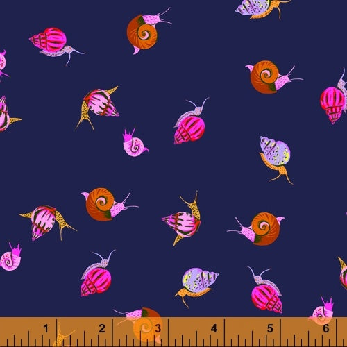 Snails in Indigo 42209A-3 by Heather Ross 20th Anniversary Collection for Windham Fabrics.
