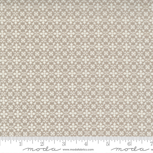 Pumpkins & Blossoms Pebble Florence Yardage 20426-16 by Fig Tree & Co. High quality quilting fabric with gray and white geometric print.  Made by Moda Fabrics.