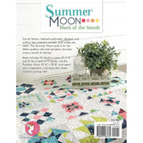 Back Cover of Summer Moon Quilt Book by Carrie Nelson of Miss Rosie's Quilt Co.  Shows a sampler quilt in modern colors.
